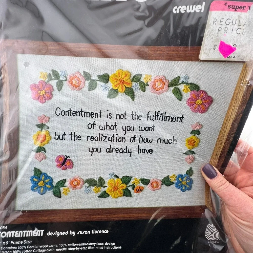 Vintage 1978 Dimensions Crewel Kit Contentment Susan Florence 1054